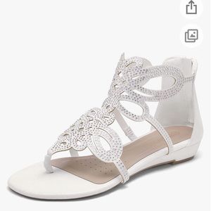 Dream Pairs Women’s Jewel Rhinestone Design Angle High Flat Sandals